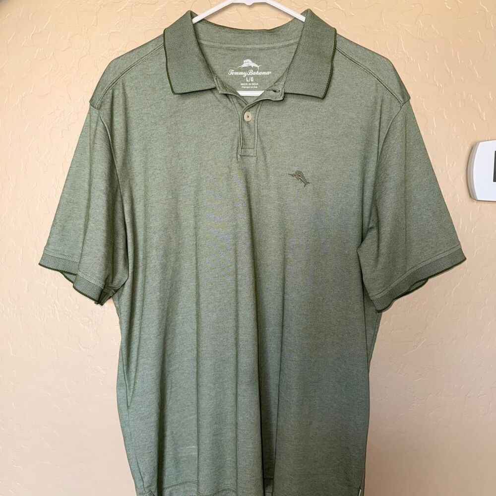 Men's L Tommy Bahama Olive Green Golf Polo Shirt